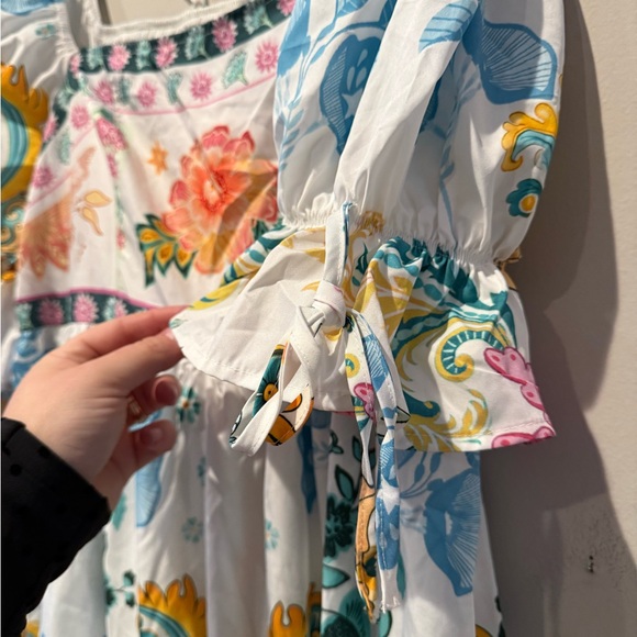 SHEIN White Floral Maxi Dress with Pink & Blue Accents - Picture 5 of 8